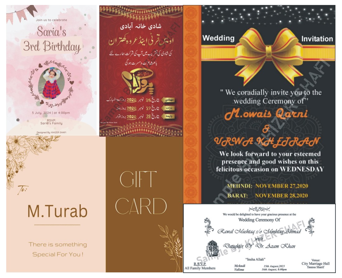 Wedding, Birthday & Event Invitations